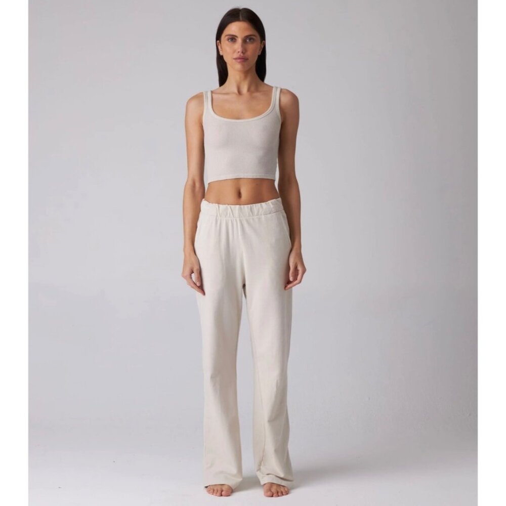 Talentless $68 Women's Waffle Knit Crop Tank Top in Bone NEW